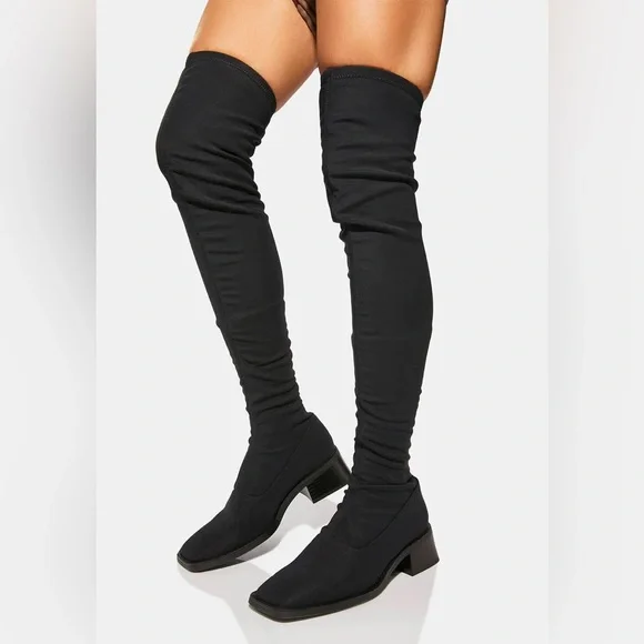 Vagabond Blanca Black Square Toe Over the Knee Boots - Picture 1 of 10